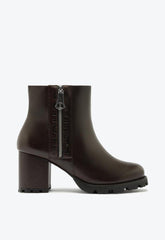 Bota Cano Médio Salto Bloco Couro Marrom Escuro S 20556 0038 0002 Schutz